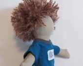 11" Eco-friendly hemp doll with light brown hair and whale shirt