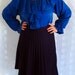 1970's Vintage Blue Paisley Silk Ruffle Hippie Peasant top. Suzanne by the river.