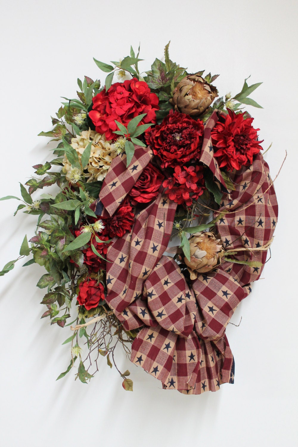 Patriotic Front Door Wreath, Memorial Day, Fourth Of July, Country Wreath, Primitive Wreath -- FREE SHIPPING