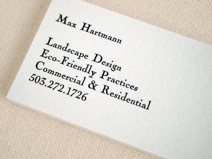 Custom Letterpress Business Cards - Personalized Simple Classic Style - Engraver (50)