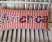 American pillow, patriotic pillow, americana, red white and blue home decor, country decor by whimsysweetwhimsy, READY TO SHIP