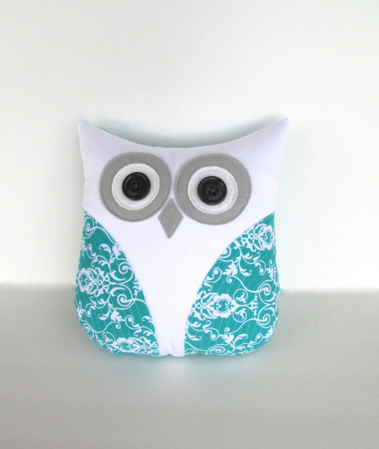 decorative owl pillow, teal, turquoise blue and white nursery decor by whimsysweetwhimsy, READY TO SHIP