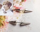 Double Spike Cheater Taper Silver Earrings