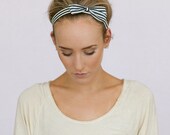 Striped Bow Headband Stretchy Thin Fabric Bow Hair Band in Striped Elastic Women's Fashion Hair Accessories (Black White Stripe)