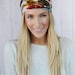 Ivory Floral Pleated Headband with Elastic Back and Large Flower Print - One Floral Headband