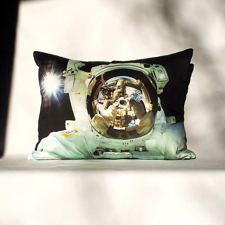 Astronaut Close-Up 16 x 12 Pillow Cover - NASA Space Shuttle Photo on Fabric
