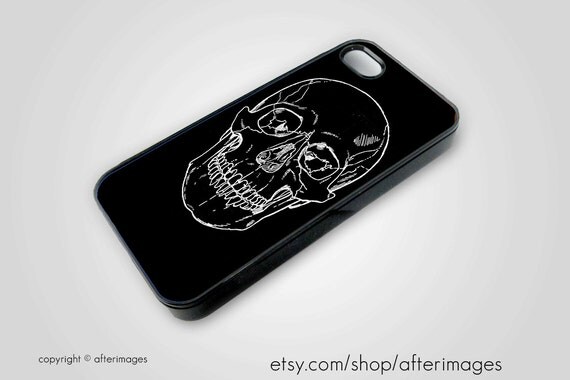Skull iPhone 5 4 4S Case New Black White Graphic Goth Silicone