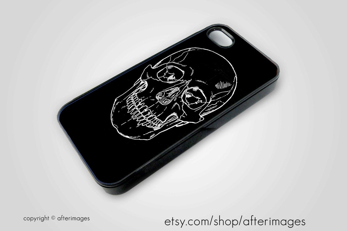 Skull iPhone 5 4 4S Case New Black White Graphic Goth Silicone