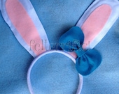 Handmade Felt Bunny Ears with Bow Headband