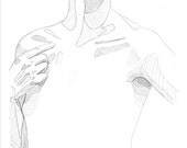 Giclee Print // A4 // 12''x8'' // pencil study illustration // nude sketch // portrait // gradient