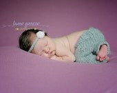 Newborn set of a headband and pants, newborn photo prop, girl photo prop, gray pants and headband.