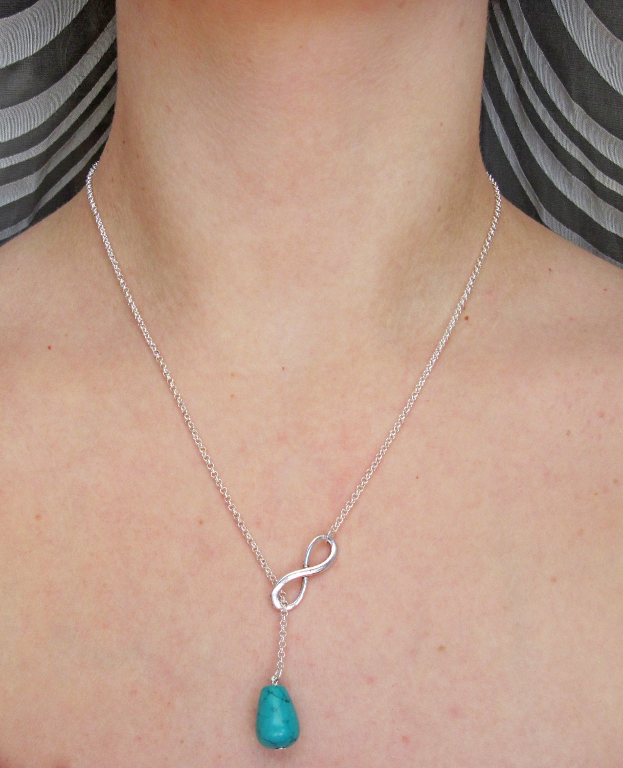 Turquoise Necklace, lariat Necklace, Infinity necklace, Turquoise Jewelry, Y necklace, infinity jewelry, turquoise infinity necklace