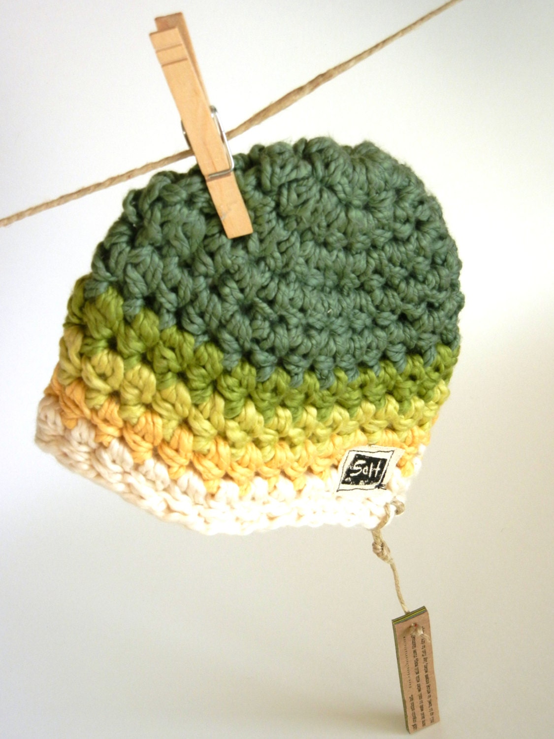 Eco friendly TODDLER organic cotton hat, earth day gift, unisex crochet beanie, aqua grass green chartreuse yellow sunshine white