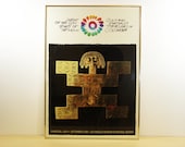 1981 Saul Bass LA Museum of Natural History Illustration - Treasures of Columbia - Sweat of the Sun Tears of the Moon - 21" x 29"