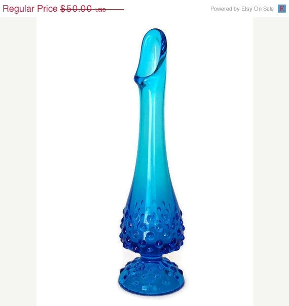 50% OFF Fenton  Opalescent glass Blue Hobnail Glass Bud Vase