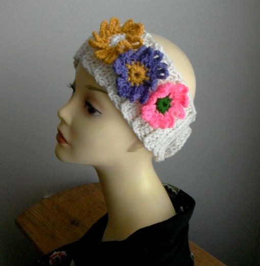 knit headband, crochet headband, headband with flowers/ , fall fashion,winter fashion,gift under 20,hair accessories