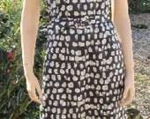 Laura Ashley shift dress navy & white vintage 90s UK 12 USA 8 Bust 36