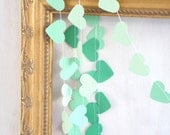 Sweetheart paper garland - 3 metre (9.8 ft) Ombre Mint green Emerald, engagement wedding party home decor