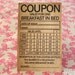 Breakfast in Bed IOU Vintage Style Coupon