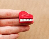 Vintage Piano Brooch Red Musical Instrument Jewelry Plastic pin