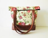 Floral Tote bag ,Beach bag, Shoppers bag,  Waterproof, Vintage pattern, Bohemian, Rose