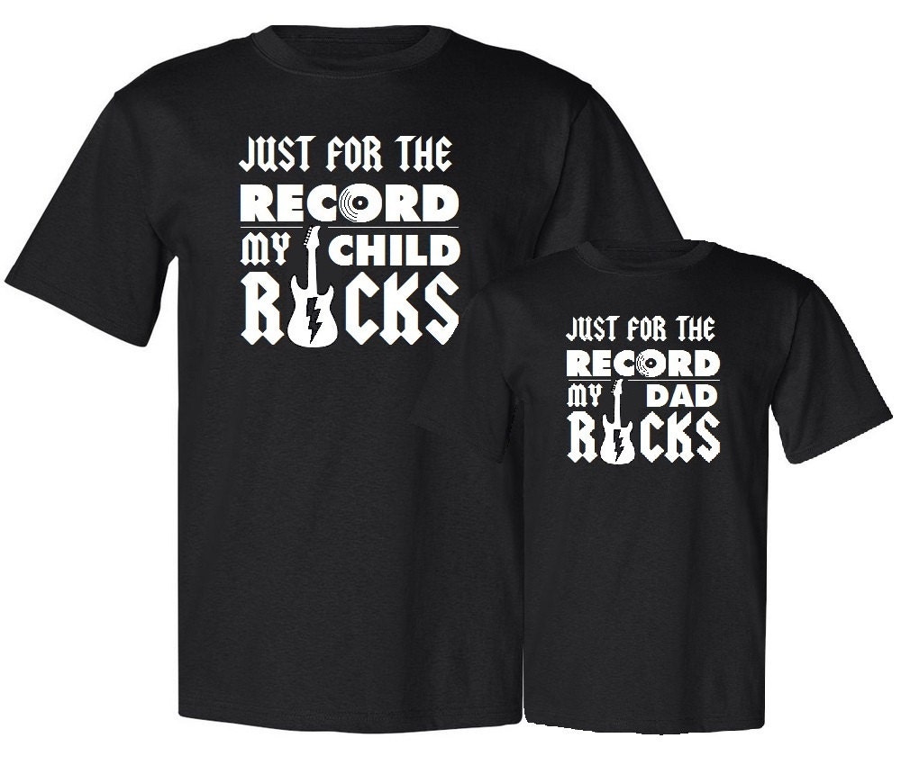 My Child Rocks / My Dad Rocks Father T-Shirt Son / Daughter Bodysuit / T Shirt Matching Set First Father's Day Funny Baby Shower Gift Idea