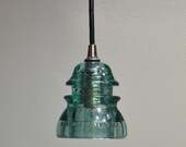 Aqua Blue Whitall Tatum Vintage Glass Insulator Pendant Lamp