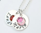 Mom Necklace Personalized with 2 Names - Mommy Jewelry Custom Hand Stamped Sterling Silver