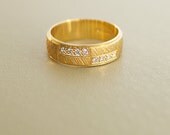 Vintage Men's 18k Yellow Gold and Diamond Wedding Band