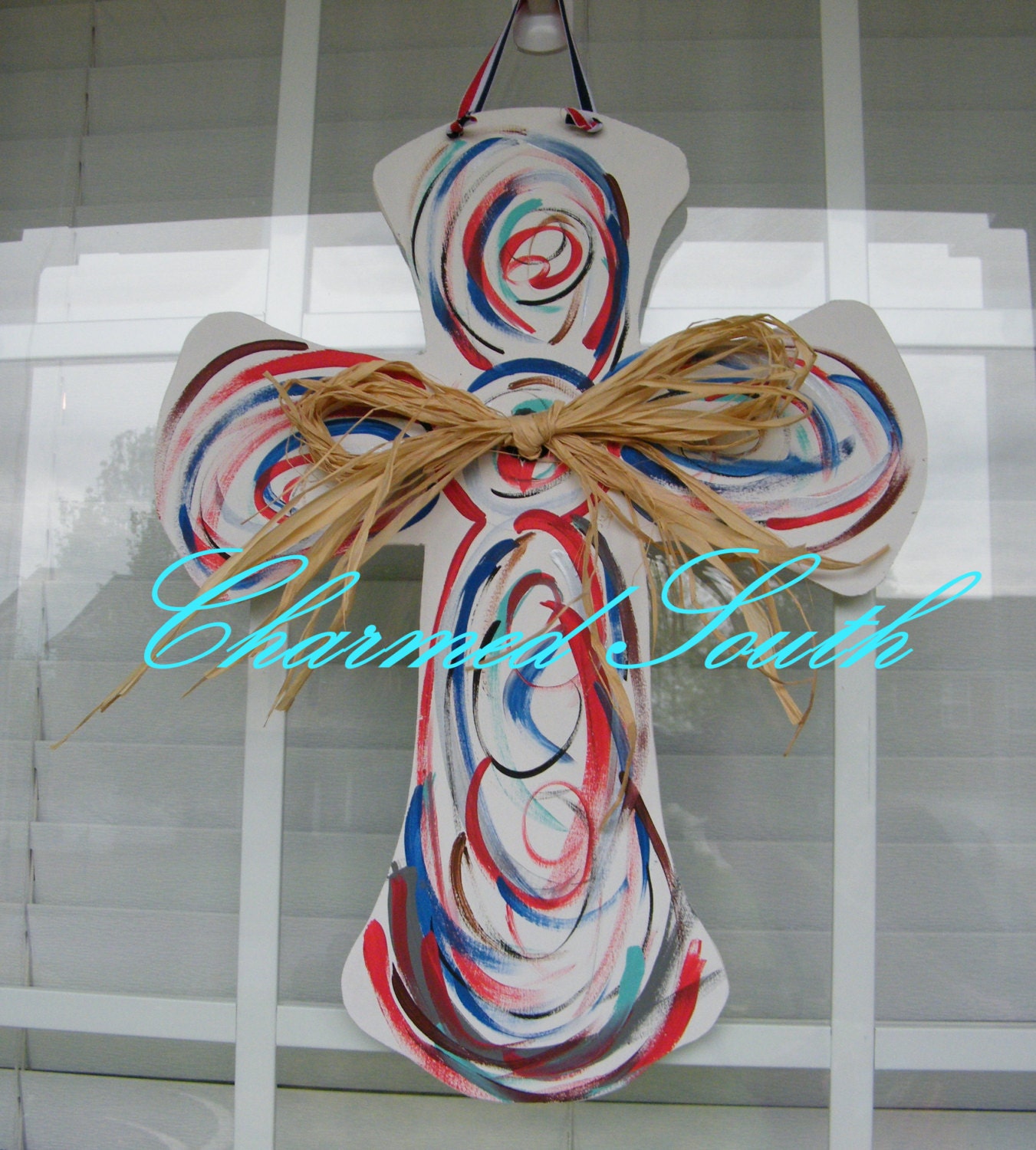 Red White Blue Wood Door Hanger