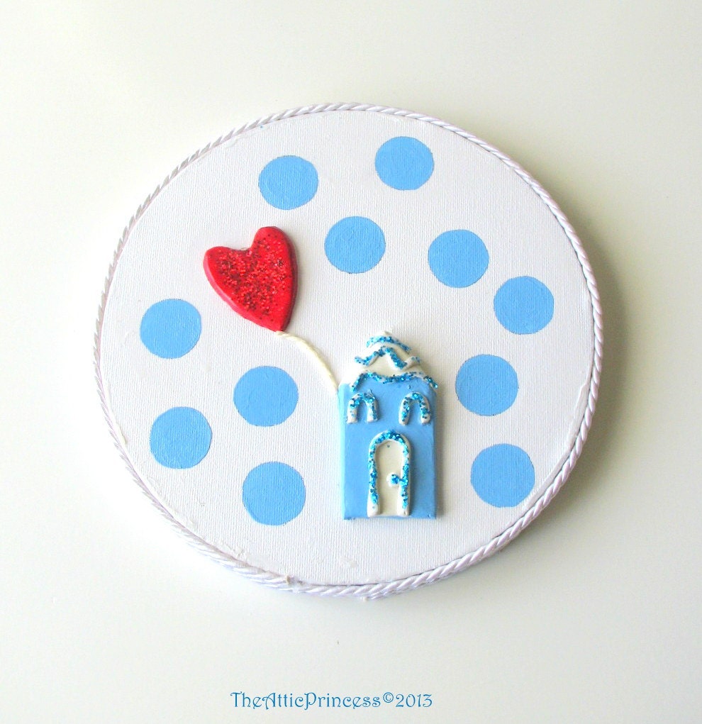 Custom made, home is where your heart is, original mixed media art, clay on canvas, home decor