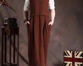 Brown Sundress / Linen Shift Dress / Shirt Tunic Dress