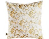 Gold print Pillow cover - solid gold floral print on decorative covers - throw pillows - cushions - 22x22