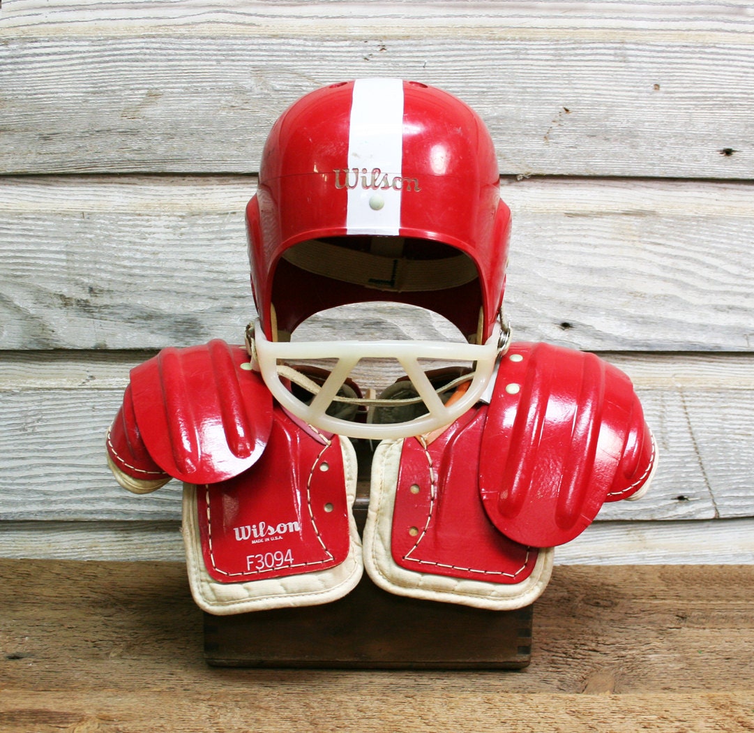 Vintage Child's Football Helmet and Pads -- Vintage Football Set