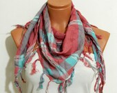 Unisex cotton fabric scarf,pomegranate flower scarf...Necklace Scarf....Super light.Shawl,Wrap,Bandana,Headband,Beach Pareo..