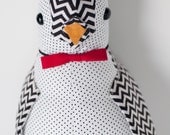 Adult Penguin - Black and White Chevron with Red Bow Tie