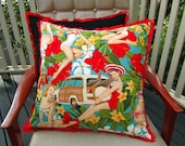 Aloha girls pin-up cushion cover (turquoise)