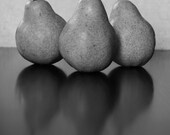 Three Pears Food Photography, Kitchen Art, Fine Art Photography, Black and White, Still Life 8 x 10 Fine Art Print