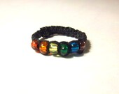 LGBT Pride Beaded Hemp Ring Unisex in Sizes 6.5 7 7.5 8 8.5 9 9.5 10 10.5 11 11.5 12 12.5 13