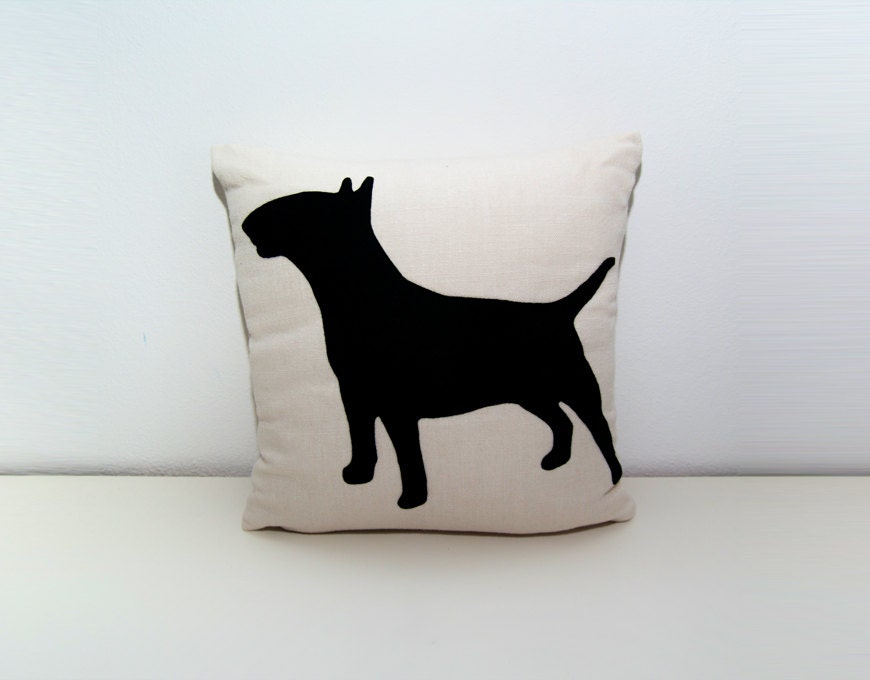 Bull Terrier cushion cover - light beige and black - dog pillow - decorative pillow - sofa pillow - valentine's day