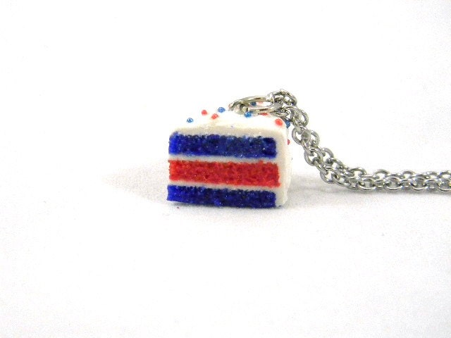 Memorial Day, Independence Day, 4th of July, French Flag, Patriotic, Red White and Blue Cake Necklace