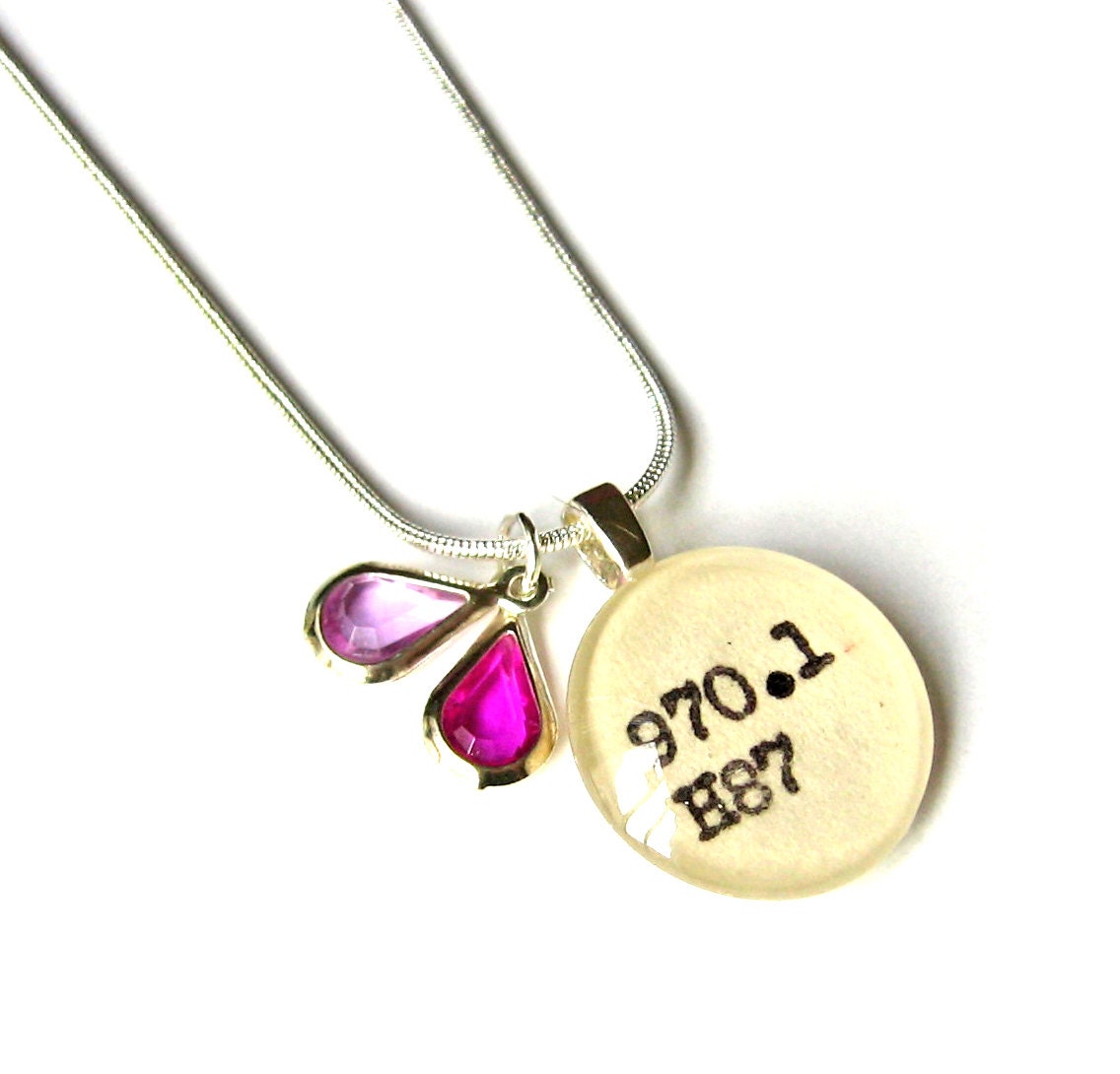 Ombre Lilac Purple and Magenta Pink Summer Sterling Silver Limited Edition Librarian Necklace Perfect for Girly Book Lover Teens