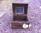 Large Rustic Wooden Card Box - Dark Walnut Stained Rustic Wedding Card Box - Shabby Chic Wedding Card Box - Program Box - Treasure Chest