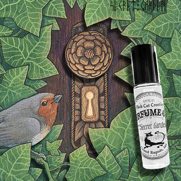 SECRET GARDEN Perfume Oil -  Strawberry, Rose, Vanilla, Sandalwood, Leather - Nostalgic Perfume by Black Cat Creatives