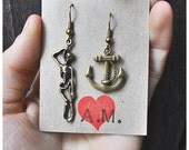 Dead Men Tell No Tales Mismatch Bronze Earrings READY TO SHIP