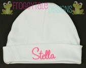 COMING HOME PeRsOnALiZeD Boy or Girl Beanie Cap for Infant Newborn. Perfect Baby Shower Gift - CUSTOM Made To Order