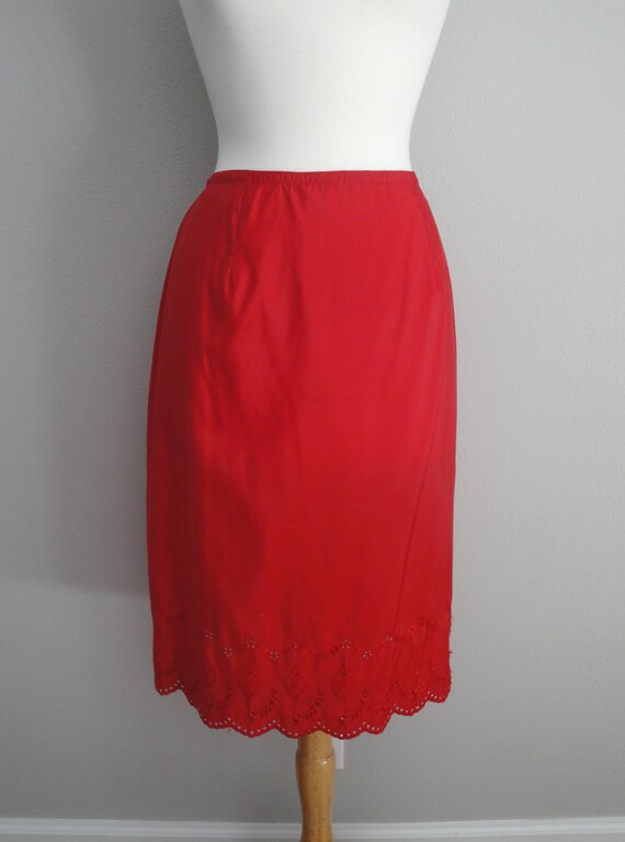 Vintage 1950s 50s Red Half Slip Lingerie by littlestarsvintage