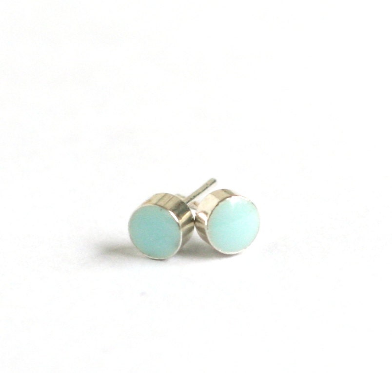 Tiny earring studs 5mm greyed jade stud earrings by agatechristina