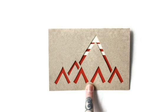 Hand Cut Blank Card: MODERN TRIBAL MOUNTAINS