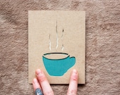 Set of 4 Hand Cut COFFEE Note Cards